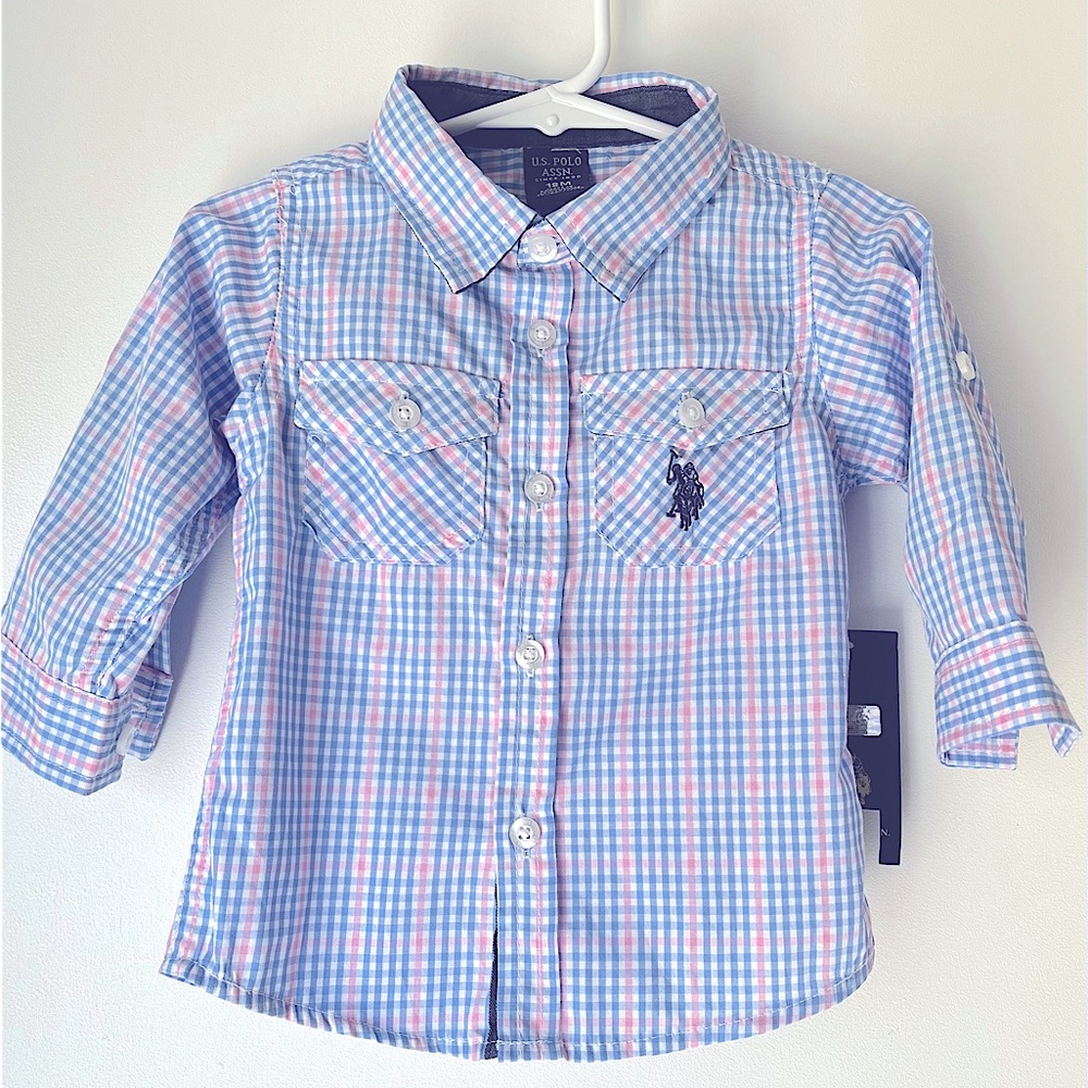 U.S. Polo Assn. Blue and Pink Button Down Shirt